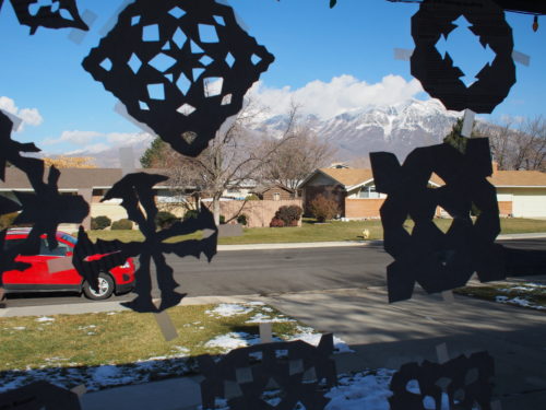 Fall snowflakes and mountains